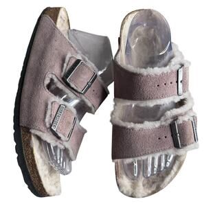 Birkenstock Arizona Shearling Suede Sandals Taupe Brown EU 42 US Men’s 9-9.5